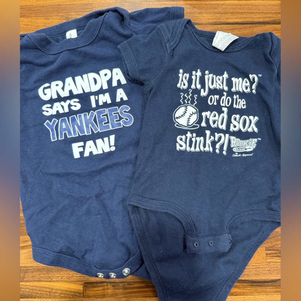 Baby Yankee/Red Sox Stink Onesies